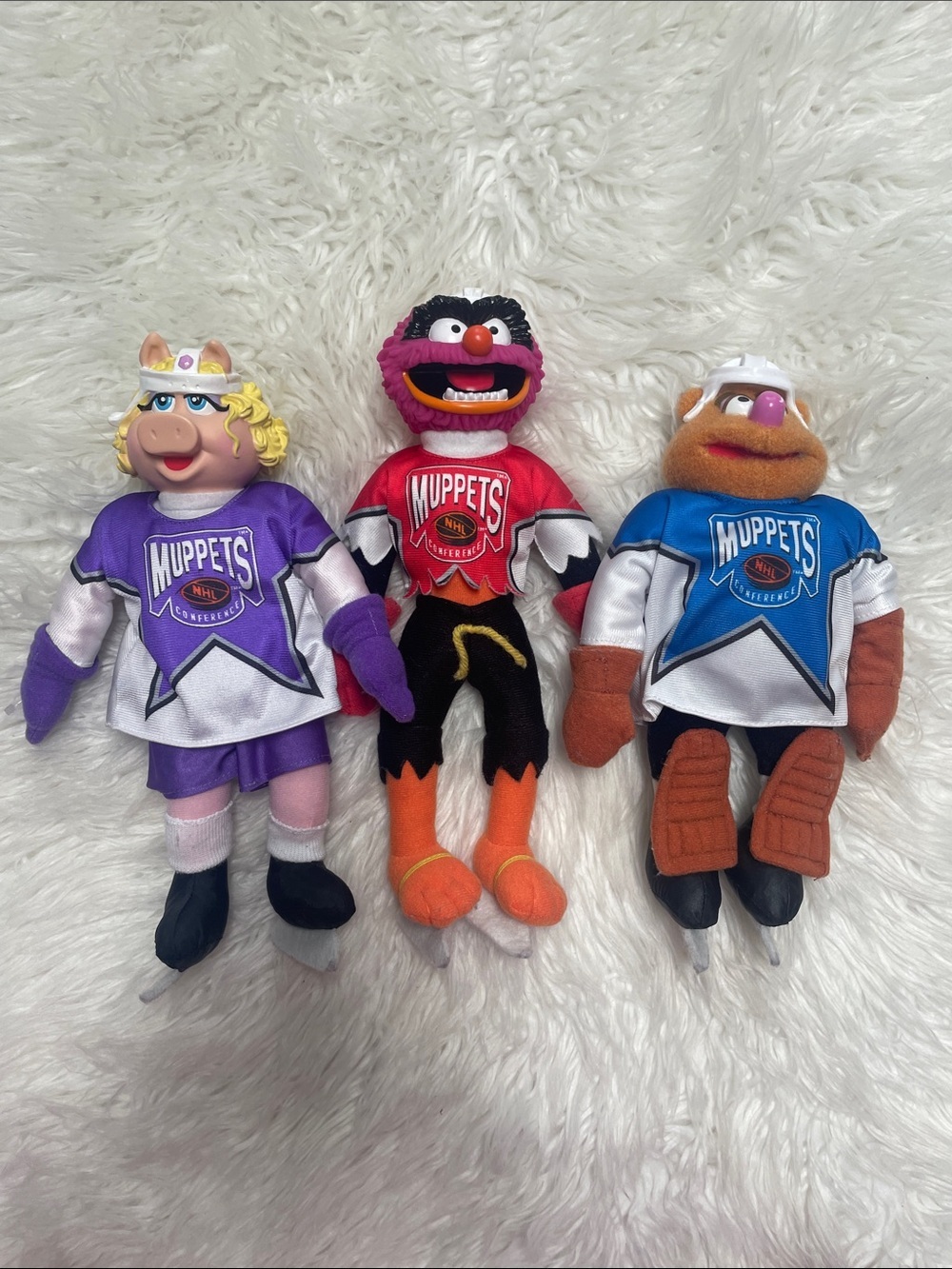 vintage McDonald's NHL Muppets plush toys featuring Miss Piggy, Animal, fozzie